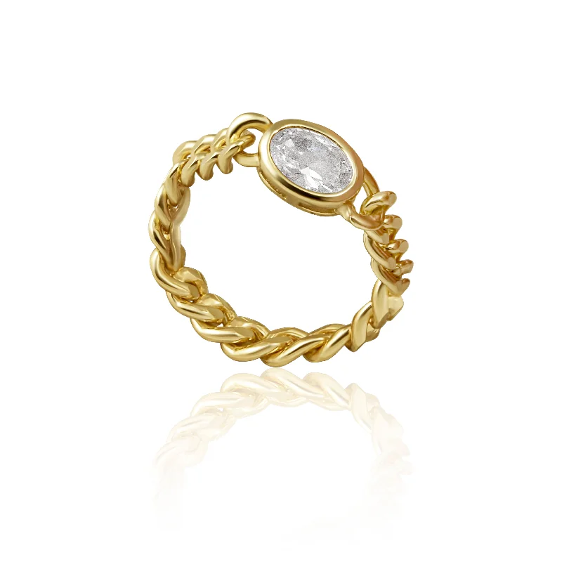 Oval Bezel Chain Ring