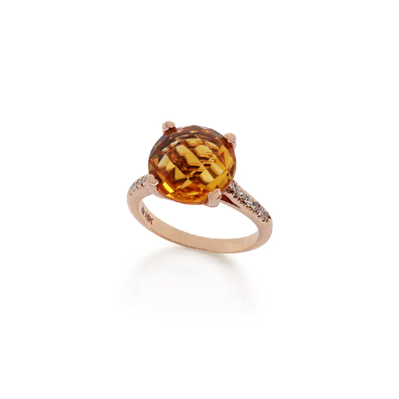 Lisa Nik 18k Gold Citrine & Diamond Ring