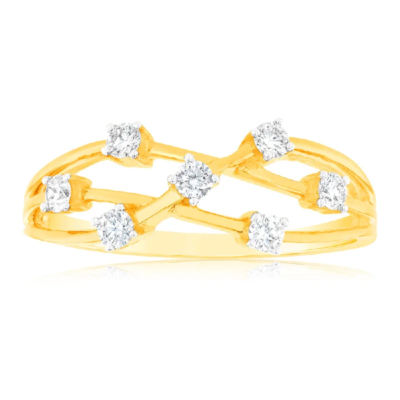 Luminesce Lab Grown Diamond 1/4 Carat Scatter Ring in 9ct Yellow Gold