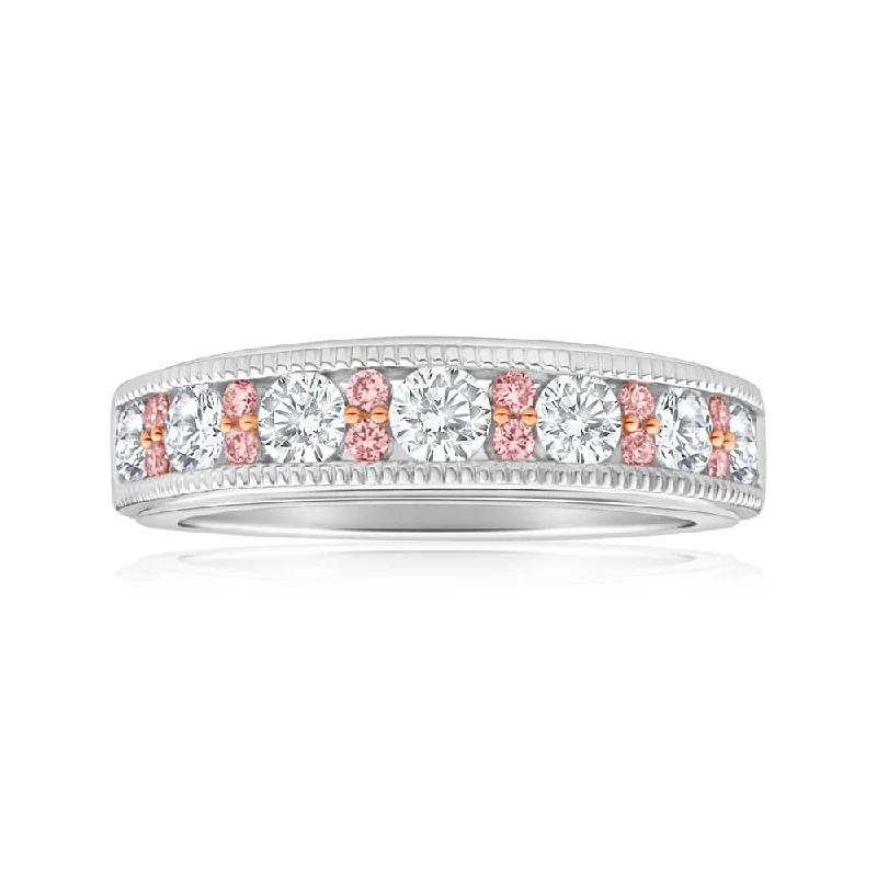 Pink Diamond 18ct White Gold Channel Set Diamond Ring