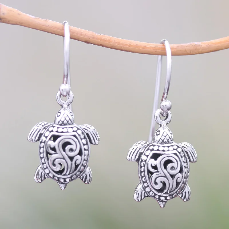 Dazzle With Discounts – Shop Jewelry On Sale Ancient Turtle Sterling Silver Sea Turtle Dangle Earrings from Bali