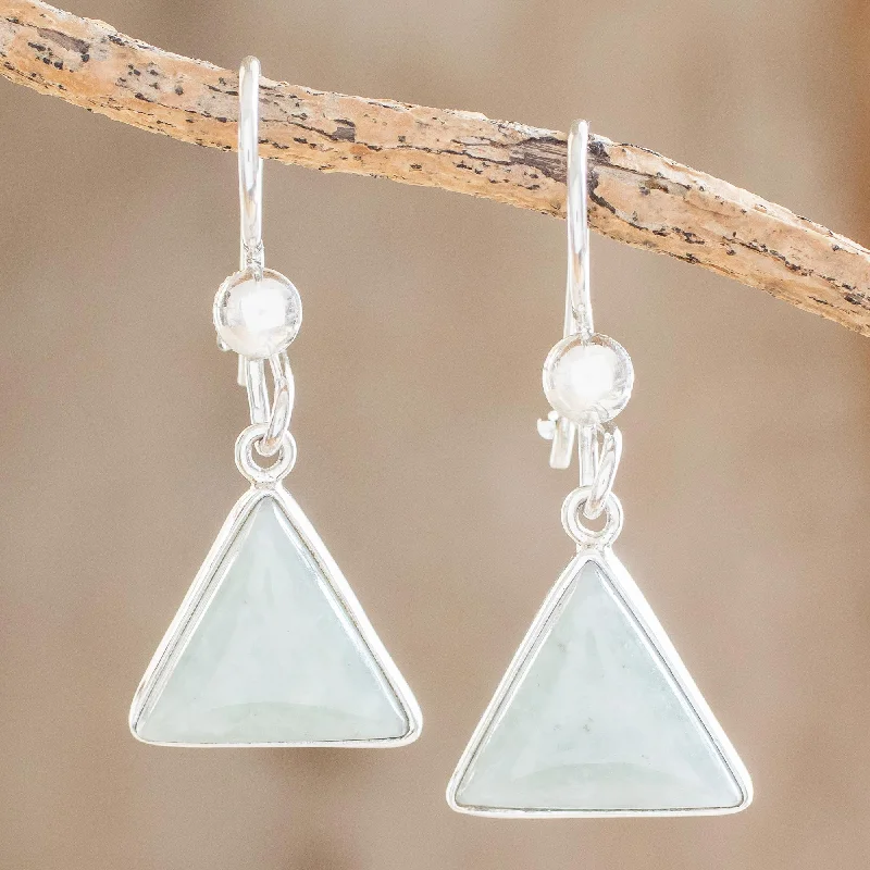 Grab Your Favorite Jewelry At The Lowest Prices Apple Green Triangle of Life Triangular Apple Green Jade Dangle Earrings from Guatemala