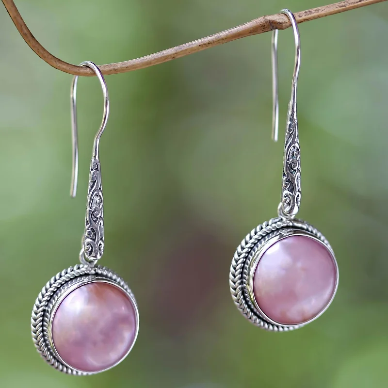 Elegant Necklaces And Bracelets At Limited-Time Offers Balinese Camellia Balinese Cultured Pink Pearl Dangle Earrings