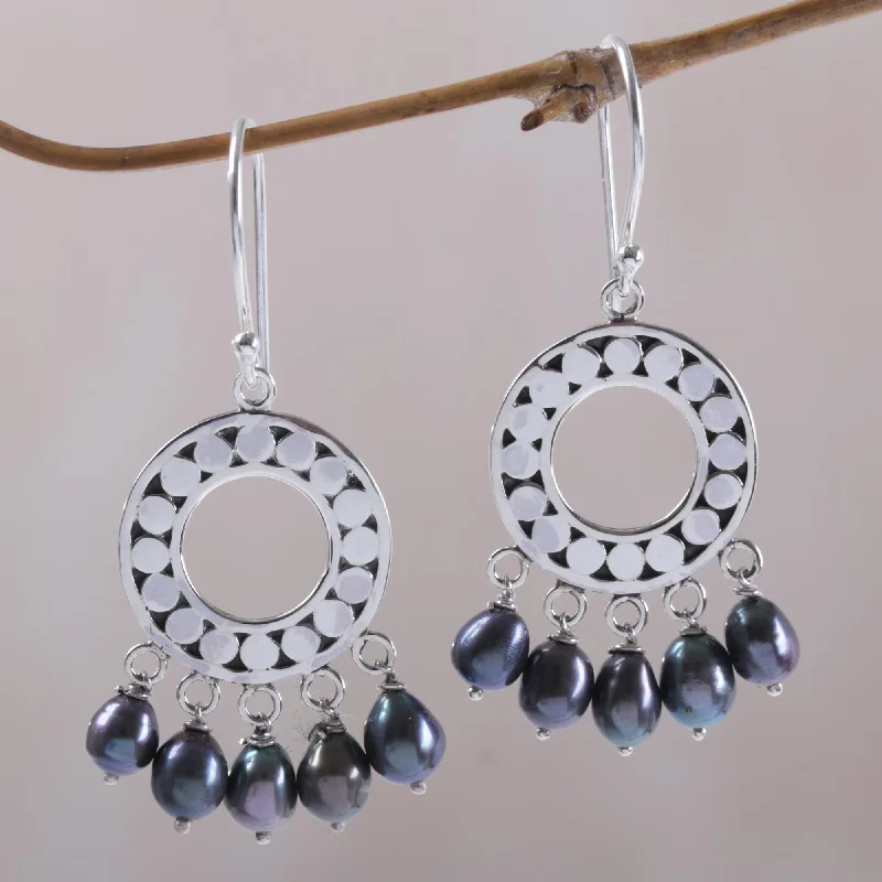 Timeless Jewelry At Special Discount Rates Black Moon Aura Sterling Silver Pearl Chandelier Earrings