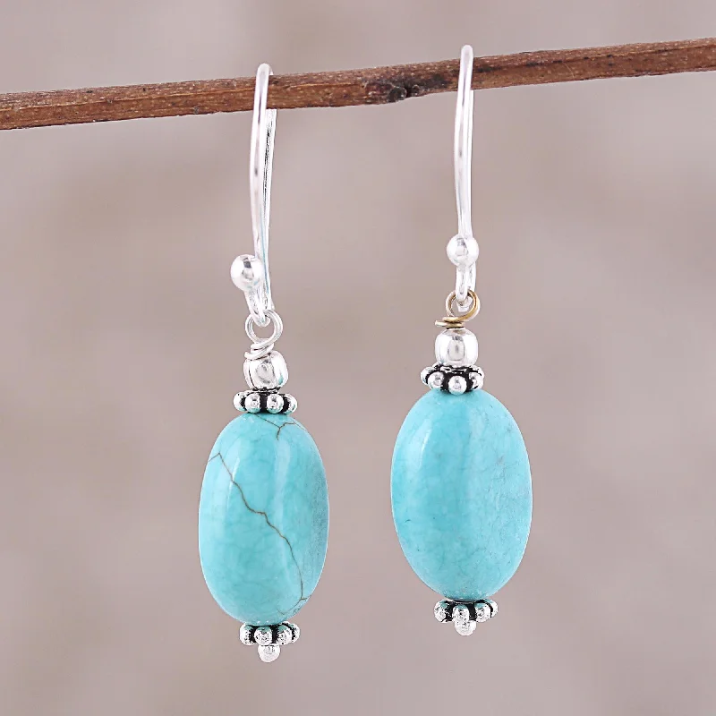 Shop Modern Jewelry Collections With Exclusive Discounts Cloudless Sky Sterling Silver and Recon Turquoise Dangle Earrings