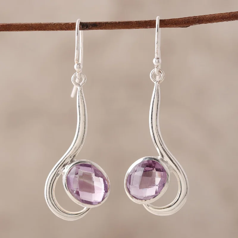 Glamorous Jewelry, Glamorous Deals – Shop Now Cool Sabarmati 8 Carat Amethyst and Polished Silver Dangle Earrings