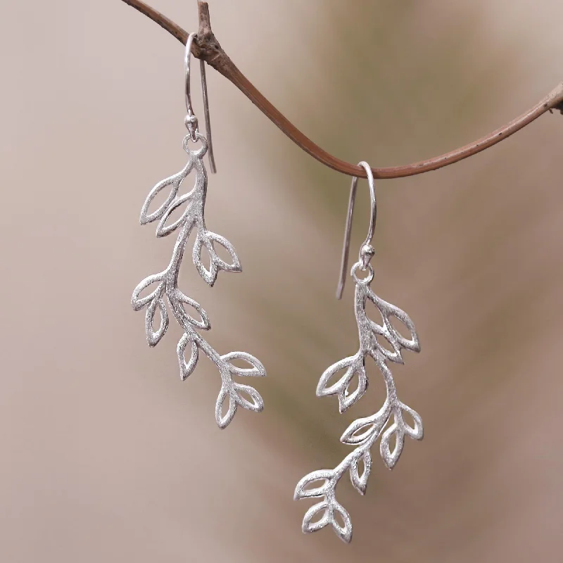 Exclusive Jewelry Offers – Shine For Less Cute Leaves Leaf-Themed Sterling Silver Dangle Earrings from Bali