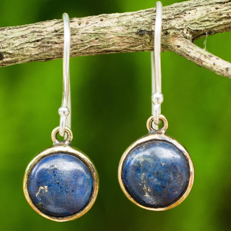 Modern Jewelry At Exclusive Discounts – Shop Today Early Sun Handcrafted Brass and Silver Earrings with Lapis Lazuli