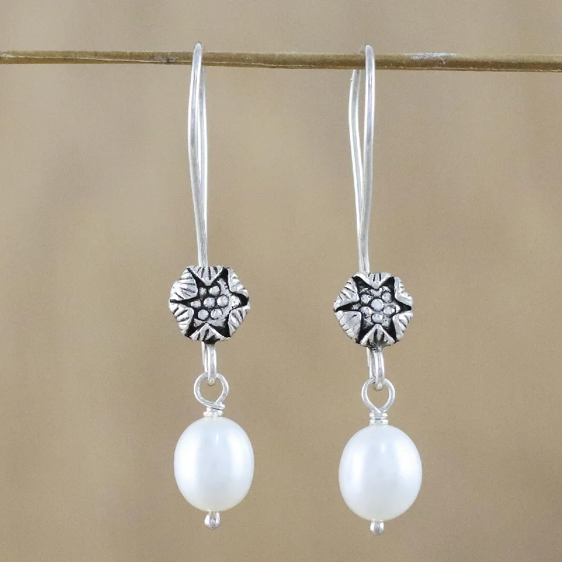 Don't Miss Our Biggest Jewelry Sale Of The Season Emerging Buds White Cultured Pearl Flower Dangle Earrings