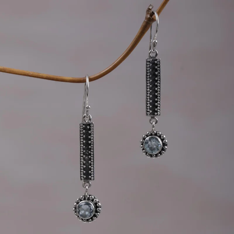 Gorgeous Jewelry, Limited-Time Savings Falling Raindrops Sterling Silver and Blue Topaz Dangle Earrings from Bali