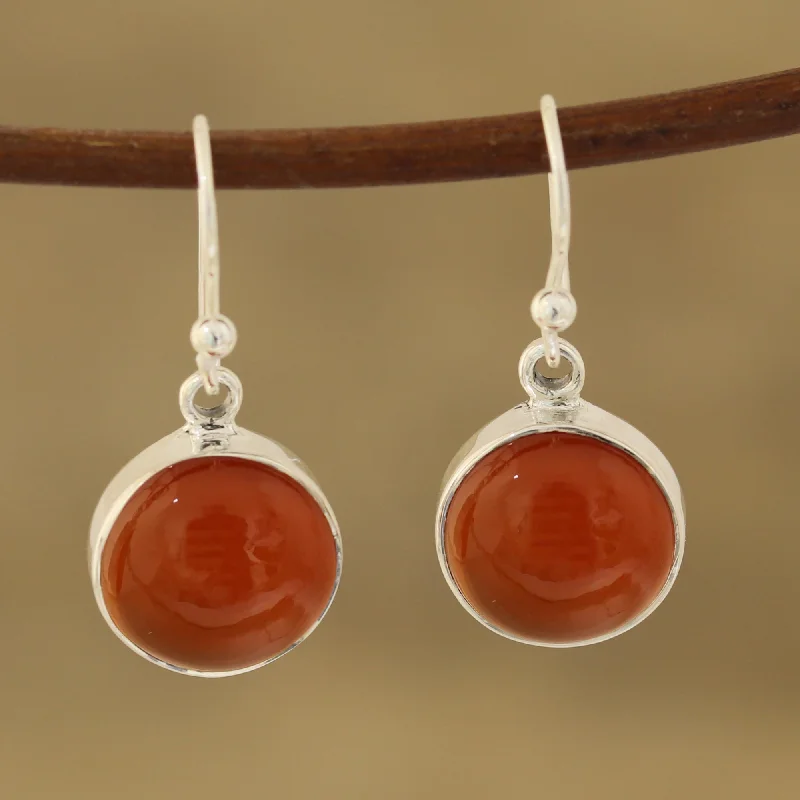 Timeless Jewelry Styles At Wallet-Friendly Prices Fiery Domes Round Carnelian Dangle Earrings from India