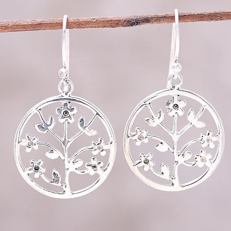 Everyday Jewelry Essentials Now On Sale Floral Windows Openwork Floral Sterling Silver Dangle Earrings from India