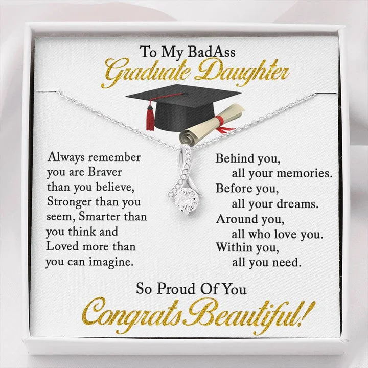 Modern Statement Jewelry For Bold Styling Graduation Necklace Gift - To My Daughter So Proud Of You - College High School Senior Master Graduation Gift - Class