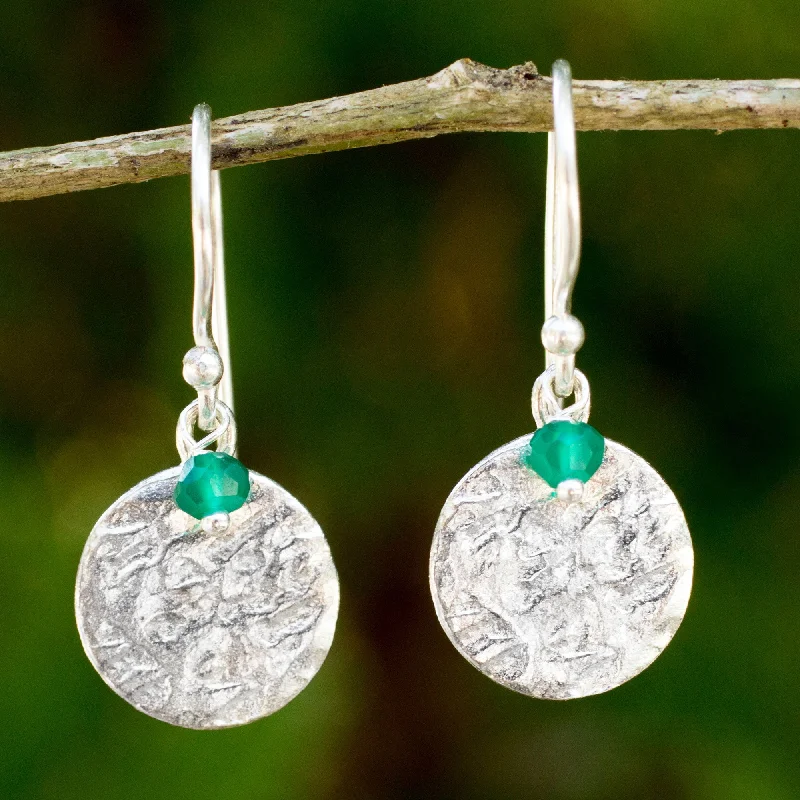 Elegant Jewelry At Unbeatable Offers – Shop Before It's Gone Green Harvest Moon Sterling Silver Artisan Crafted Earrings with Green Onyx