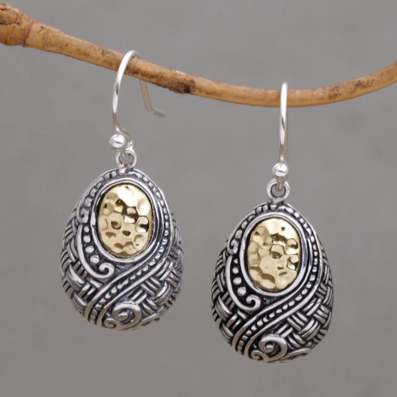 Customized Silver Jewelry For Unique Style Infinite Sunshine Ornately Detailed 18k Gold and Sterling Silver Earrings