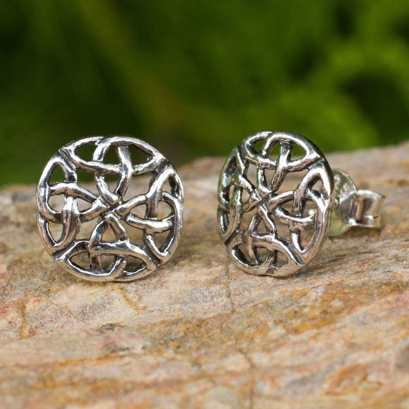 Make Your Outfit Shine With Discounted Jewelry Intertwined Fair Trade Thai Sterling Silver Button Earrings