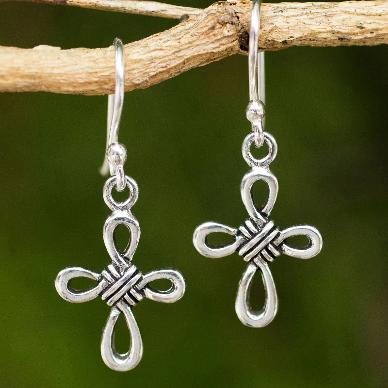 Modern Jewelry At Exclusive Discounts – Shop Today Knotted Cross Hand Crafted Thai Sterling Silver Cross Dangle Earrings