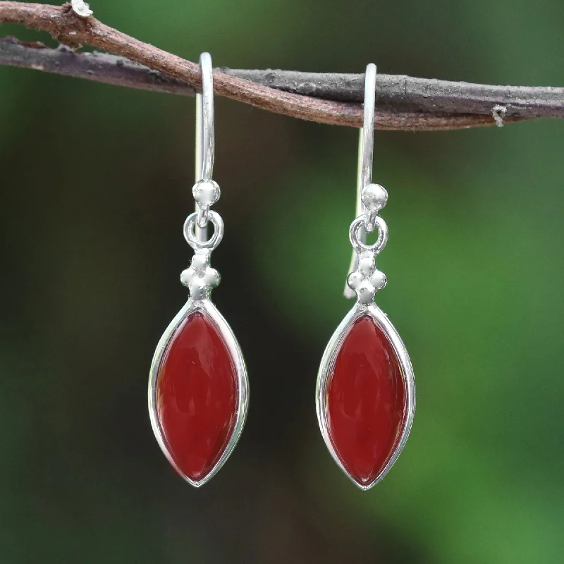 Bestselling Jewelry Now On Sale – Elevate Your Look Knowing Eyes Rhodium Plated Carnelian Dangle Earrings from Thailand