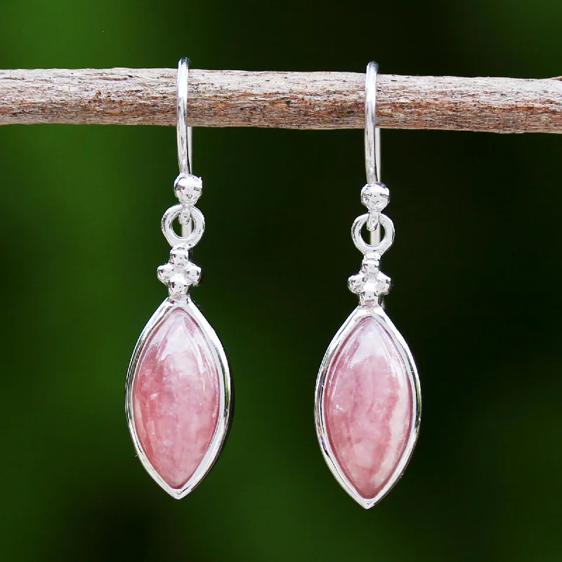 Get The Best Deals On Timeless Jewelry Pieces Knowing Eyes Rhodium Plated Rhodochrosite Dangle Earrings from Thailand