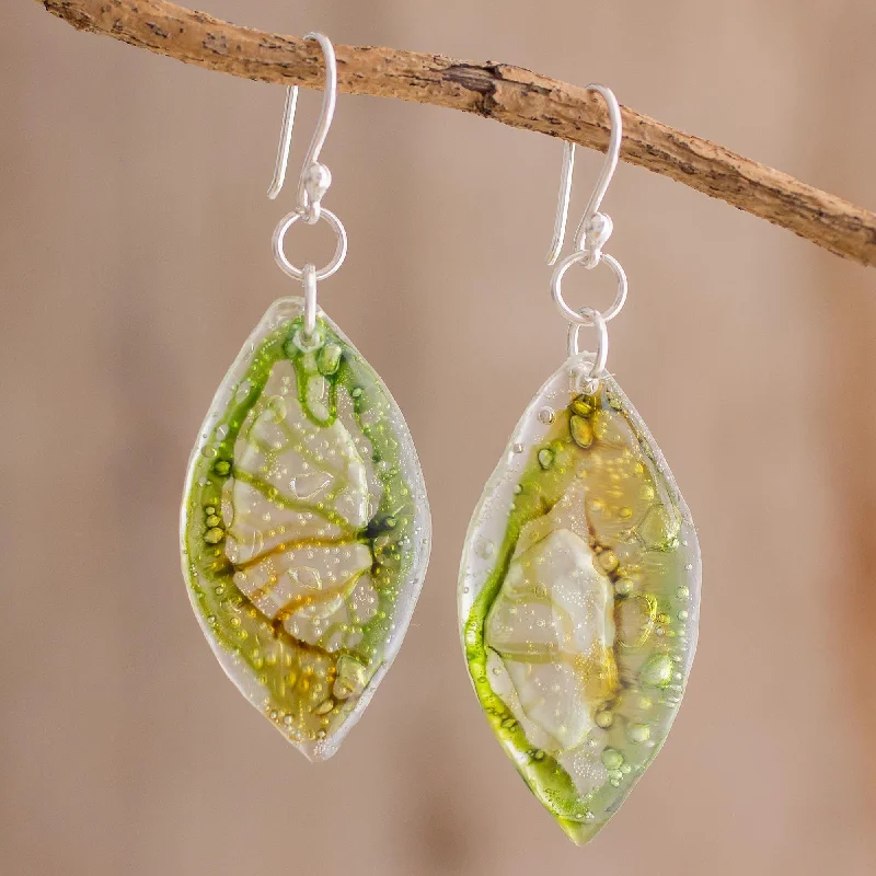 Best Jewelry Deals – Shop Premium Pieces At Great Prices Leafy Forest Green Recycled CD Dangle Earrings from Guatemala