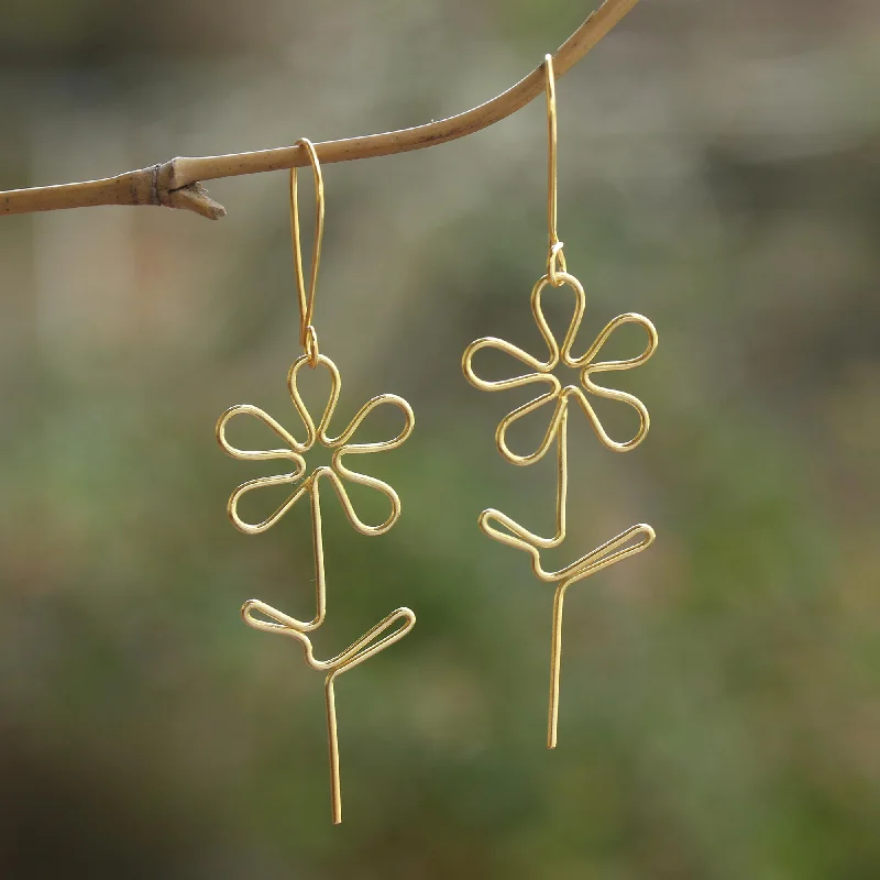 Personalized Engraved Jewelry For Meaningful Gifts Make My Day Hand Made Gold-Plated Floral Earrings