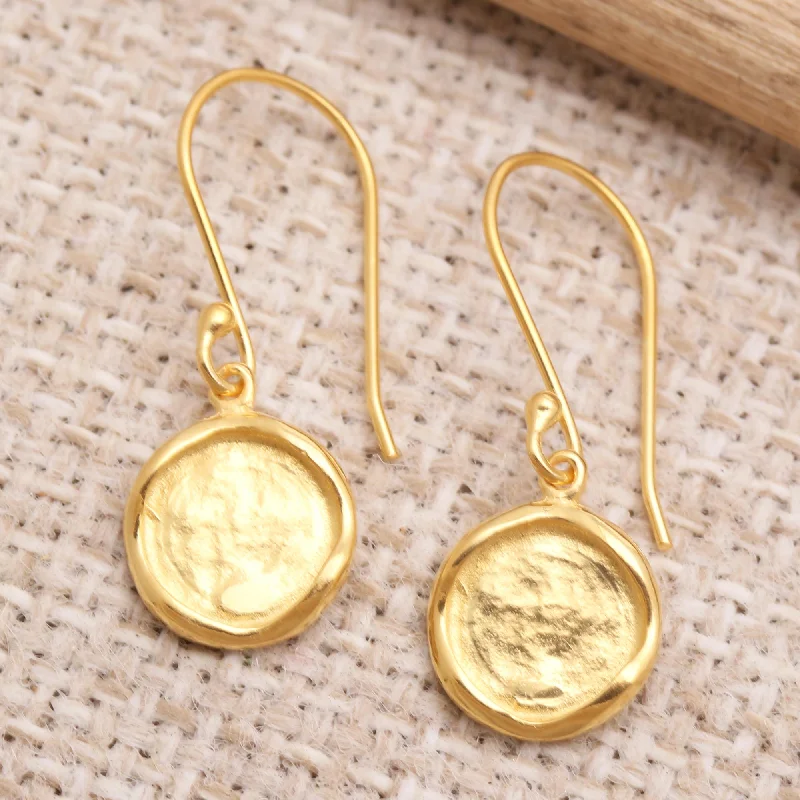 Buy More, Save More On Stunning Jewelry Designs Mirror of Life Hand Crafted Gold-Plated Sterling Silver Dangle Earrings