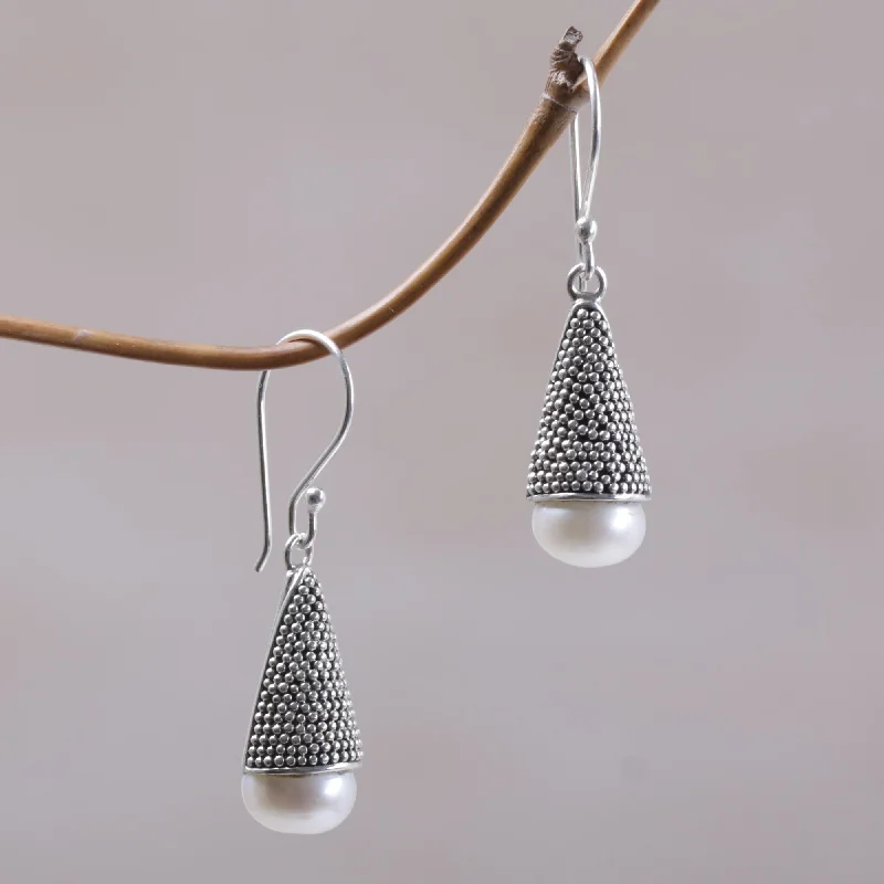 Affordable Elegance – Special Jewelry Sale Now Live Moonlight Cones Indonesian Cultured Pearl and Sterling Silver Earrings