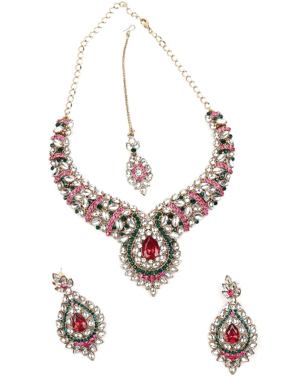 The Perfect Jewelry Piece At The Perfect Price Odette Women Rusty Brown Metal Stones And Kundan Set