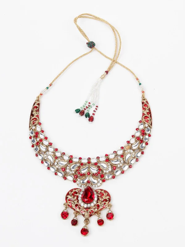 Jewelry Deals That Sparkle – Shop Today Odette Women Red Metal Stone And Kundan Set