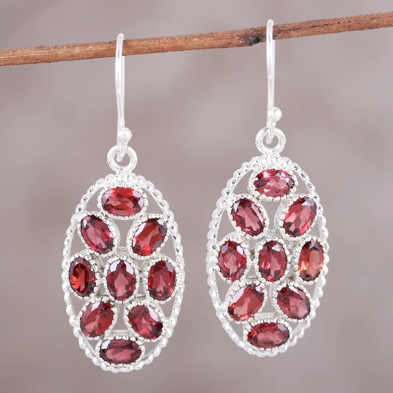 Elegant Jewelry Styles At Budget-Friendly Prices Palatial Crest in Crimson Handcrafted Garnet and Sterling Silver Dangle Earrings