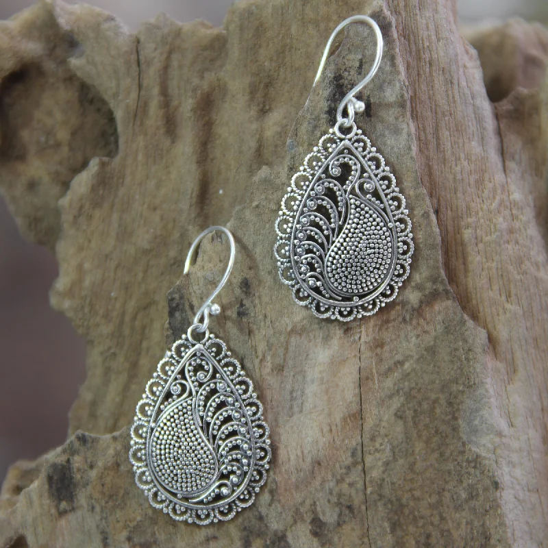 Timeless Elegance Now At Special Discounts Peacock Arabesque Handcrafted Sterling Silver Dangle Earrings