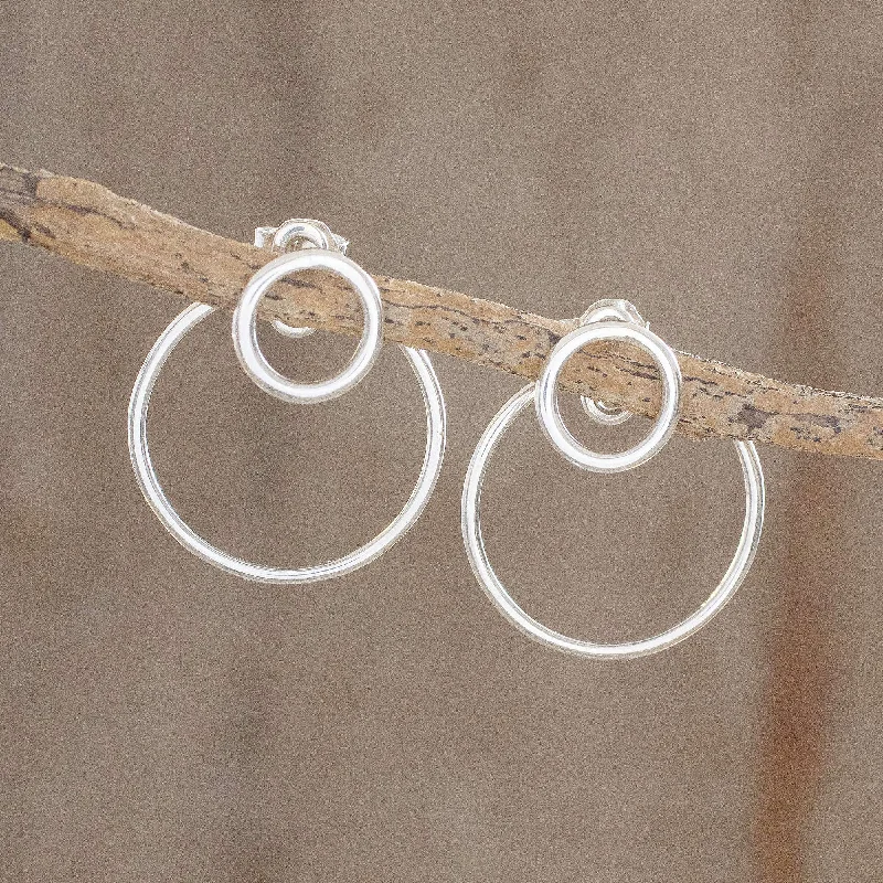 Affordable Luxury Jewelry For Every Occasion Planetary Rings Circular Sterling Silver Drop Earrings from Guatemala