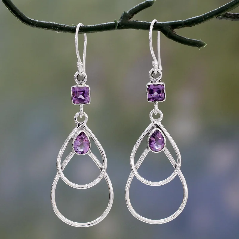 Elegant Jewelry, Affordable Luxury – Shop Now Purple Ice Contemporary Sterling Silver Earrings with Amethysts