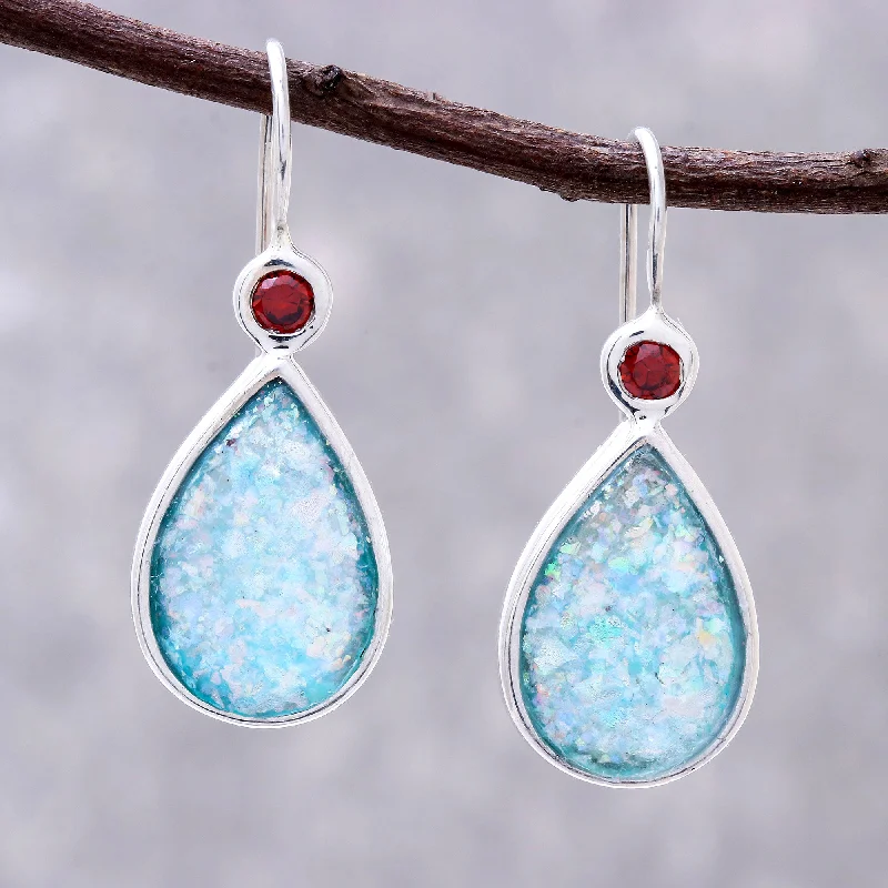 Stunning Jewelry At A Fraction Of The Price Roman Glitter Drop-Shaped Garnet and Roman Glass Drop Earrings