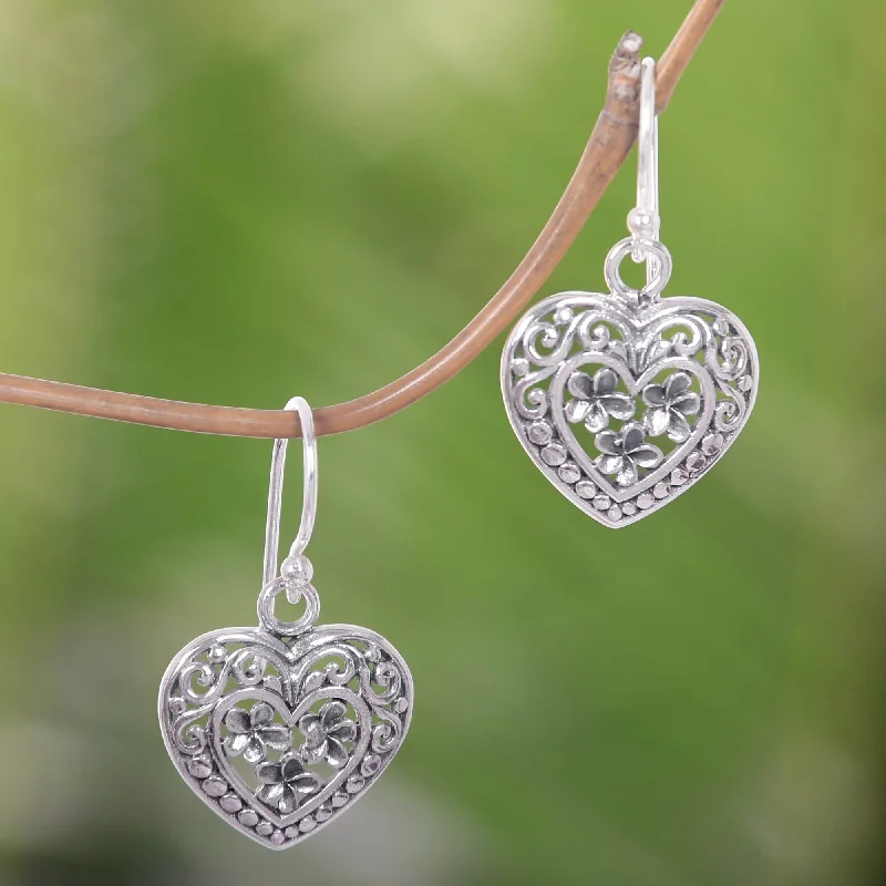 The Biggest Jewelry Sale Of The Year Is Here Romantic Frangipani Handcrafted Floral Heart Earrings in Sterling Silver