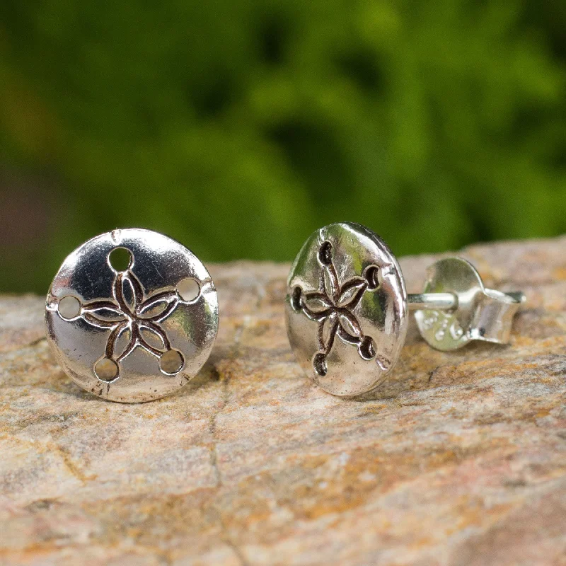 The Perfect Accessory For Less – Jewelry Sale Live Sand Dollar Hand Crafted Seashell Design Sterling Silver Button Earrings