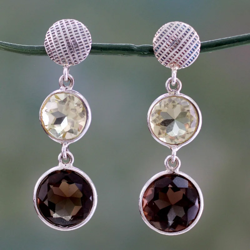 Trending Jewelry Styles Now At Limited-Time Discounts Smoke and Fire Faceted Lemon Quartz and Smoky Quartz Earrings