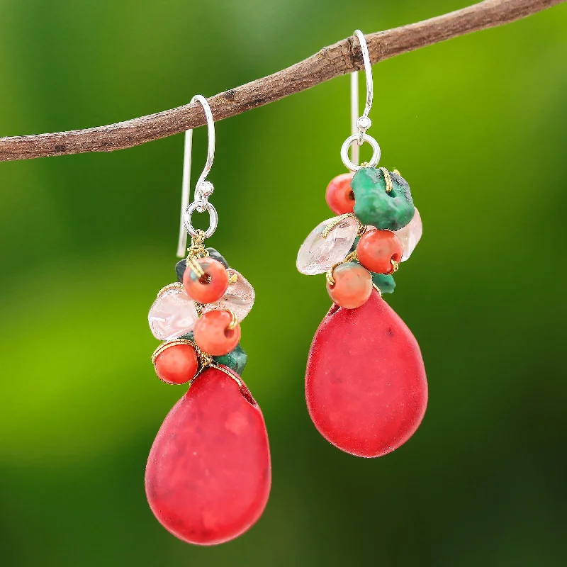 Limited Stock On Premium Jewelry At Low Prices Summer Fire Multi-Gemstone Beaded Dangle Earrings Crafted in Thailand