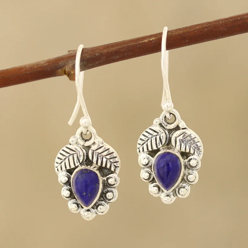 Holiday Jewelry Sale – Perfect Gifts At Great Prices Teardrop Leaves Leaf-Themed Lapis Lazuli Dangle Earrings from india