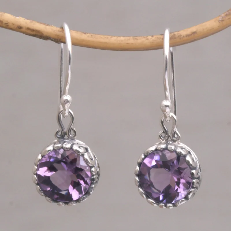 Dainty And Elegant Jewelry Now At Reduced Prices Temptation Purple Amethyst Round Faceted Dangle Earrings