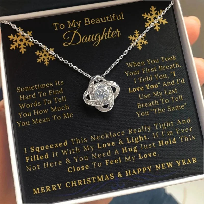 Your Dream Jewelry At Dream Prices – Shop Now To My Beautiful Daughter Love and Light Merry Happy New Year Love Knot Necklace - LX338A