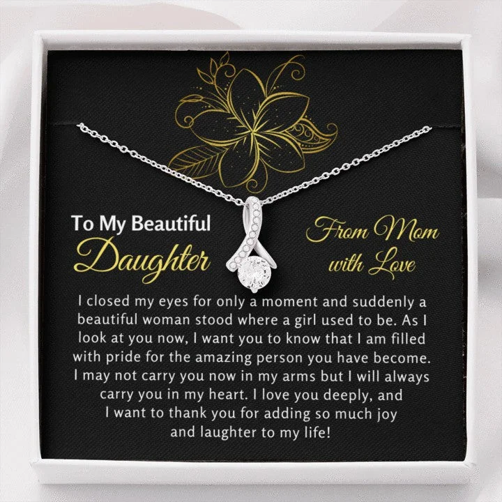 Shop Jewelry That Shines Without The High Price To My Beautiful Daughter Necklace Gift From Mom with Love I will always carry you in my heart Alluring Beauty Necklace