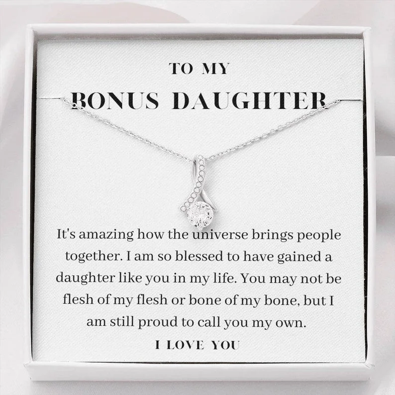 Personalized Engraved Jewelry For Meaningful Gifts To My Bonus Daughter Necklace For Bonus Daughter Stepdaughter Graduation Gifts Alluring Beauty Necklace