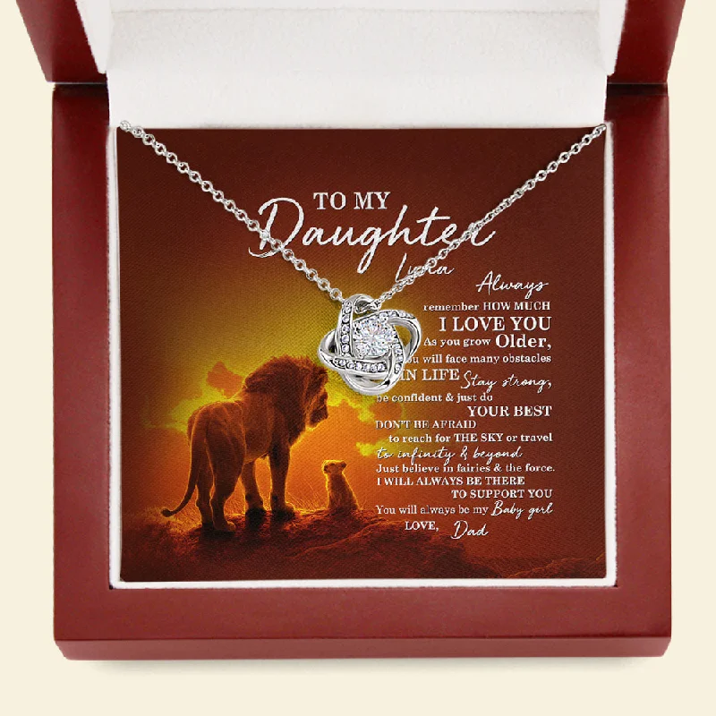 Discover Unique Jewelry With Special Limited-Time Offers To My Daughter Necklace You will always be my baby girl Love Knot Necklace XL043F