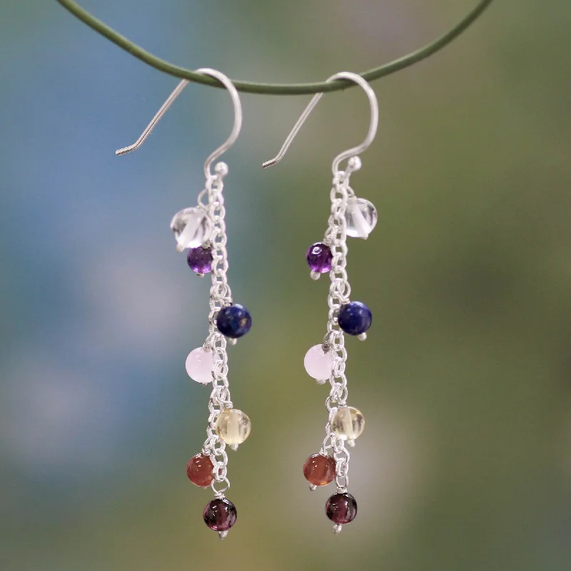 Exclusive Jewelry Sale – Shine For Less Tranquility Gemstone Chakra Theme Waterfall Earrings