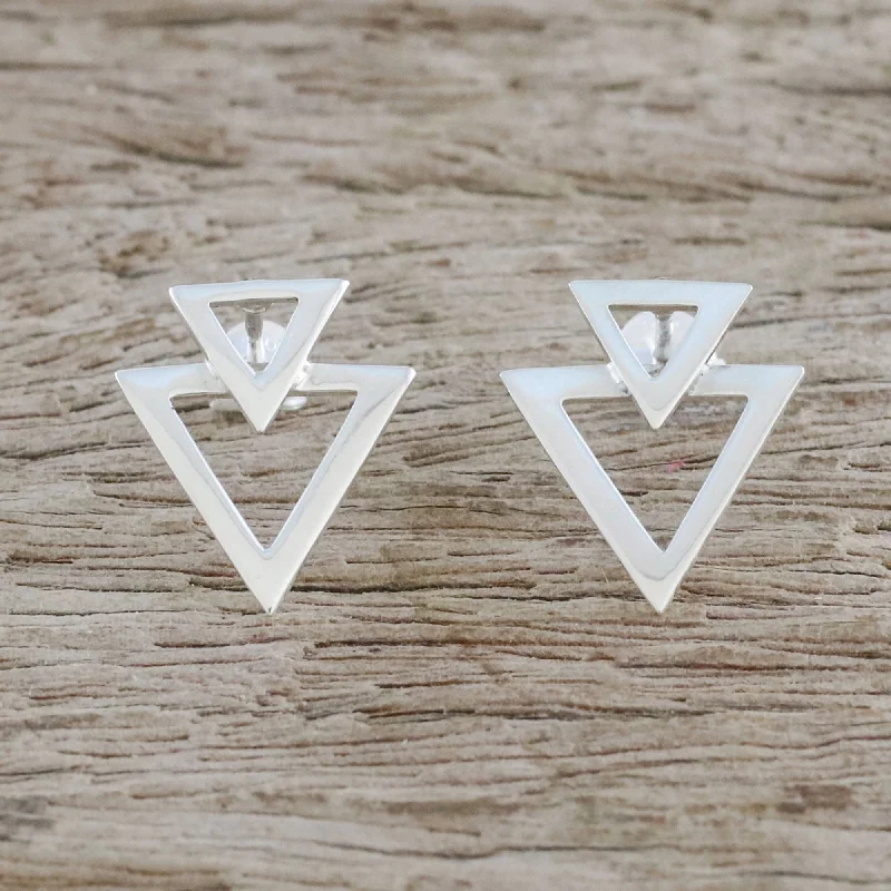 Once-A-Year Jewelry Deals – Shop Before They’Re Gone Trendy Triangles Sterling Silver Triangles Button Earrings from Thailand