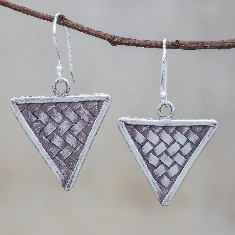 Unmissable Discounts On Timeless Jewelry Pieces Triangle Weave Weave Motif Karen Silver Dangle Earrings from Thailand