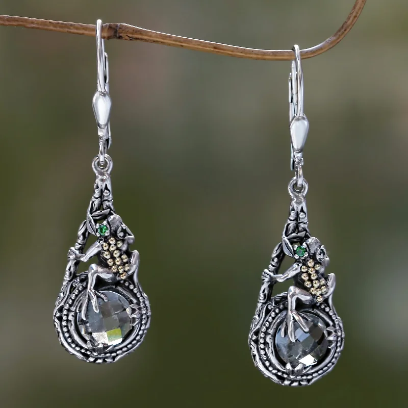 Huge Savings On Timeless Jewelry Collections Tropical Frog Prasiolite and Sterling Silver Dangle Earrings