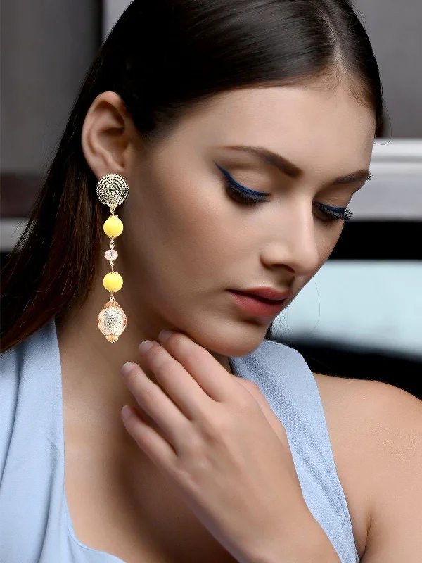 Luxury Meets Affordability – Jewelry Sale Now Live Odette Women Yellow And Gold Metal Long Earrings