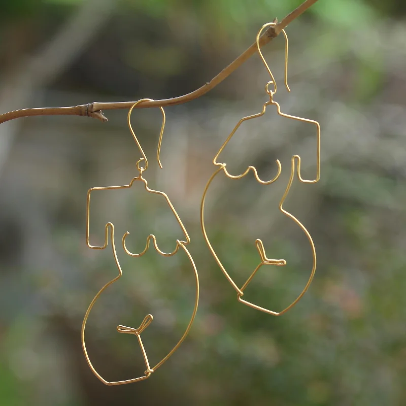 Special Deals On Handcrafted And Designer Jewelry You Are Beautiful Gold-Plated Female Figure Dangle Earrings